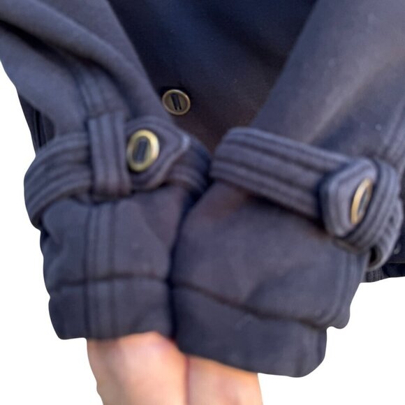 Michael Stars Vintage Womens Dark Gray Double-Breasted Striped Lining Peacoat S - Picture 4 of 9